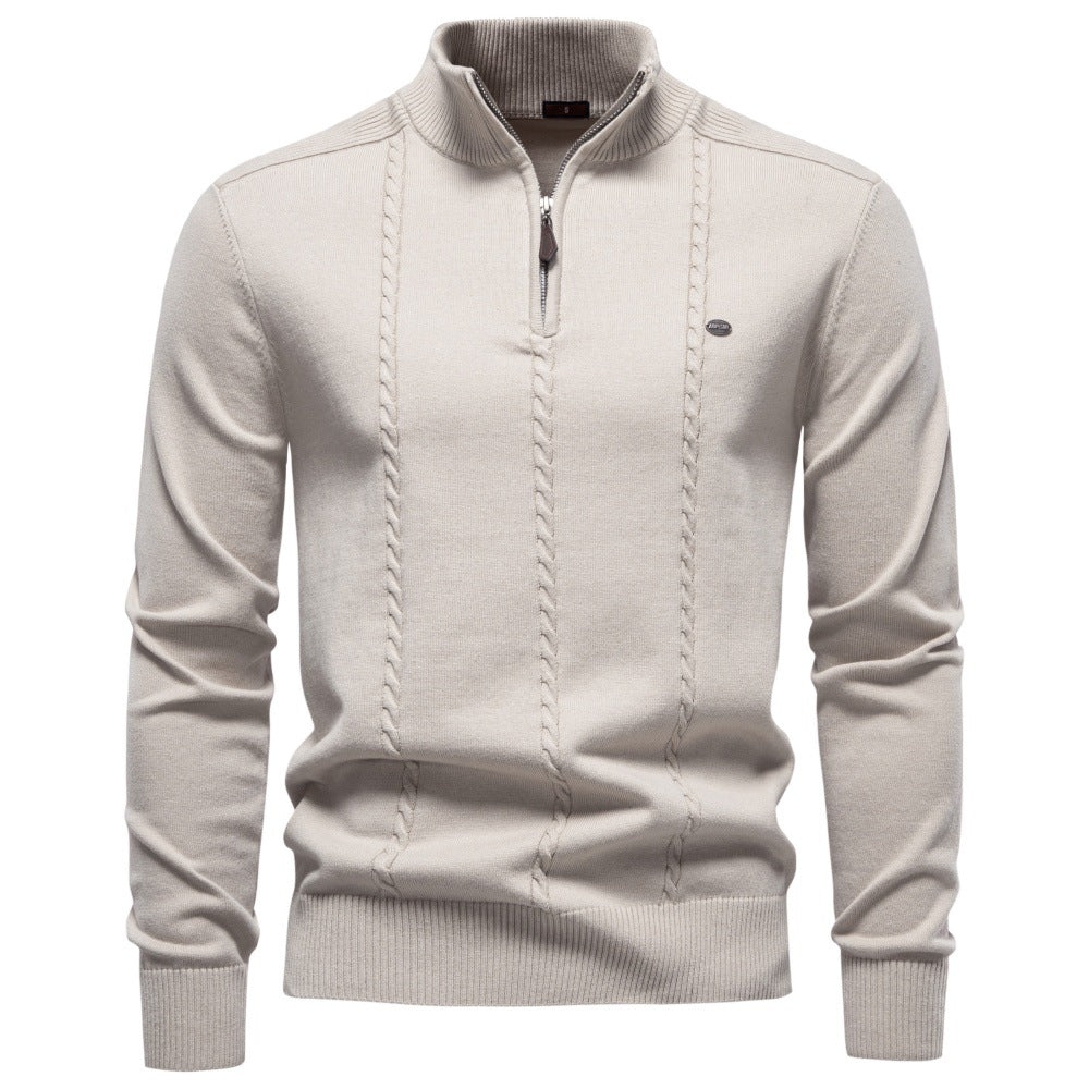 Men's Cotton Cable Knit Quarter Zip Sweater-thumbmail-11