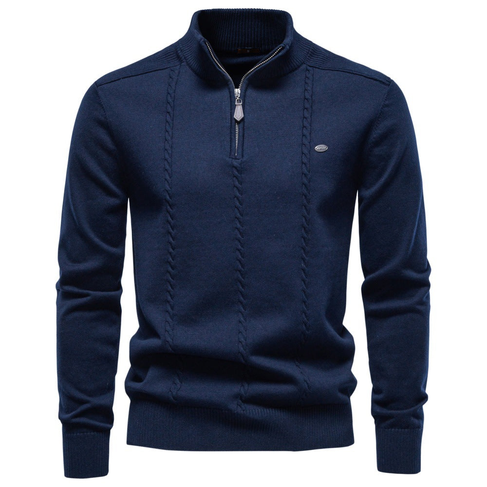 Men's Cotton Cable Knit Quarter Zip Sweater-thumbmail-16