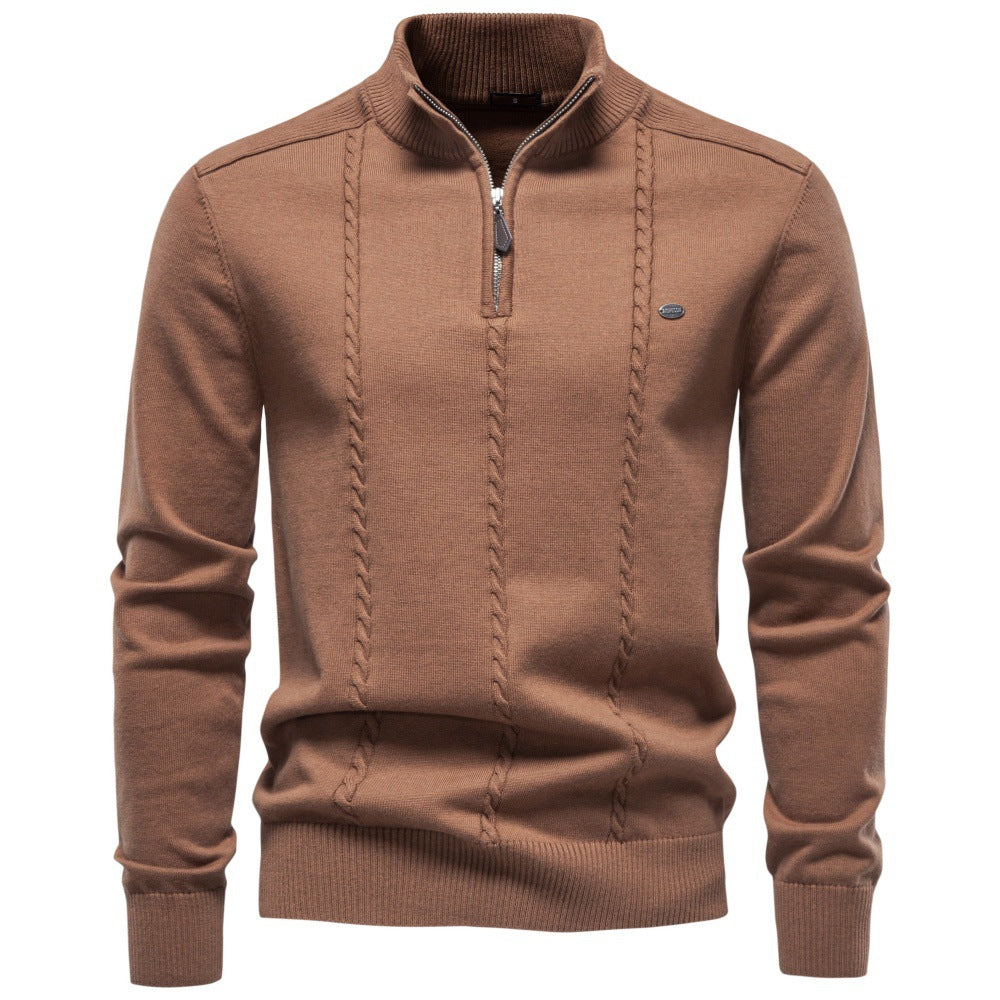 Men's Cotton Cable Knit Quarter Zip Sweater-thumbmail-18