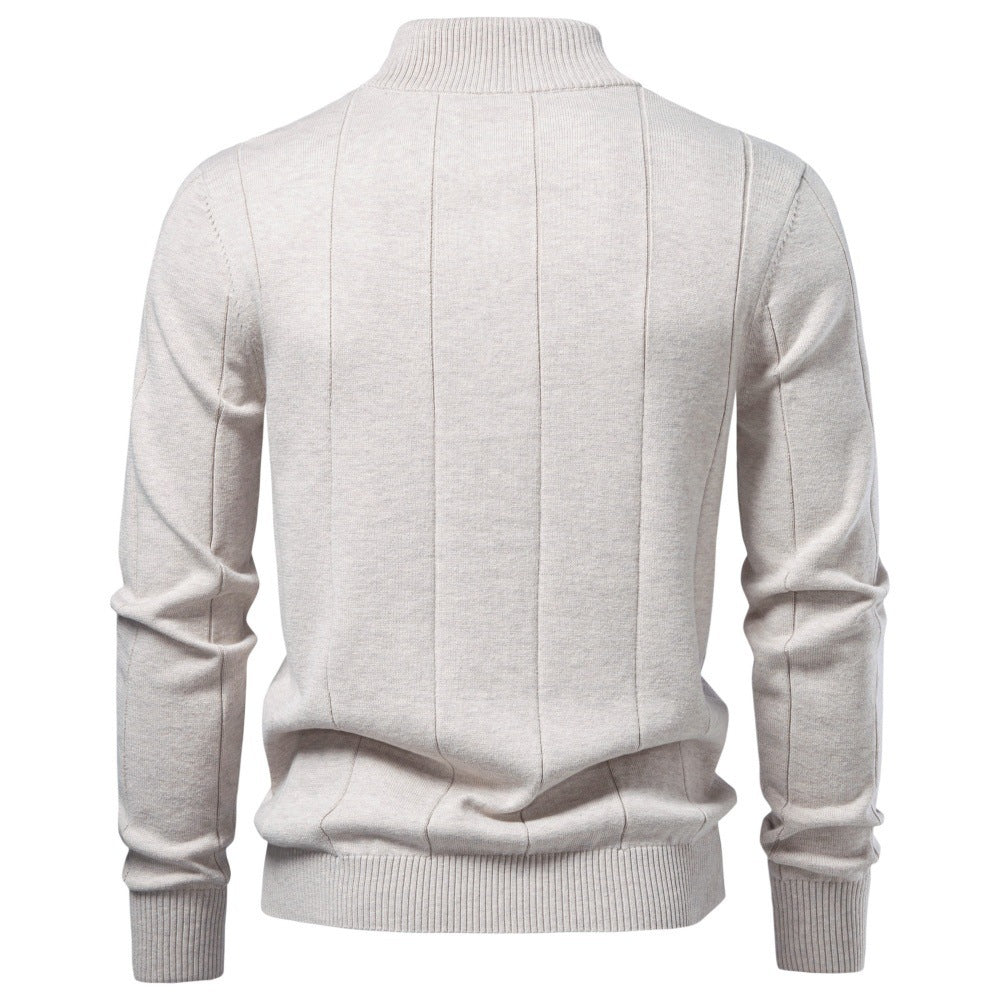 Men's Textured Cotton Quarter Zip Sweater-thumbmail-2