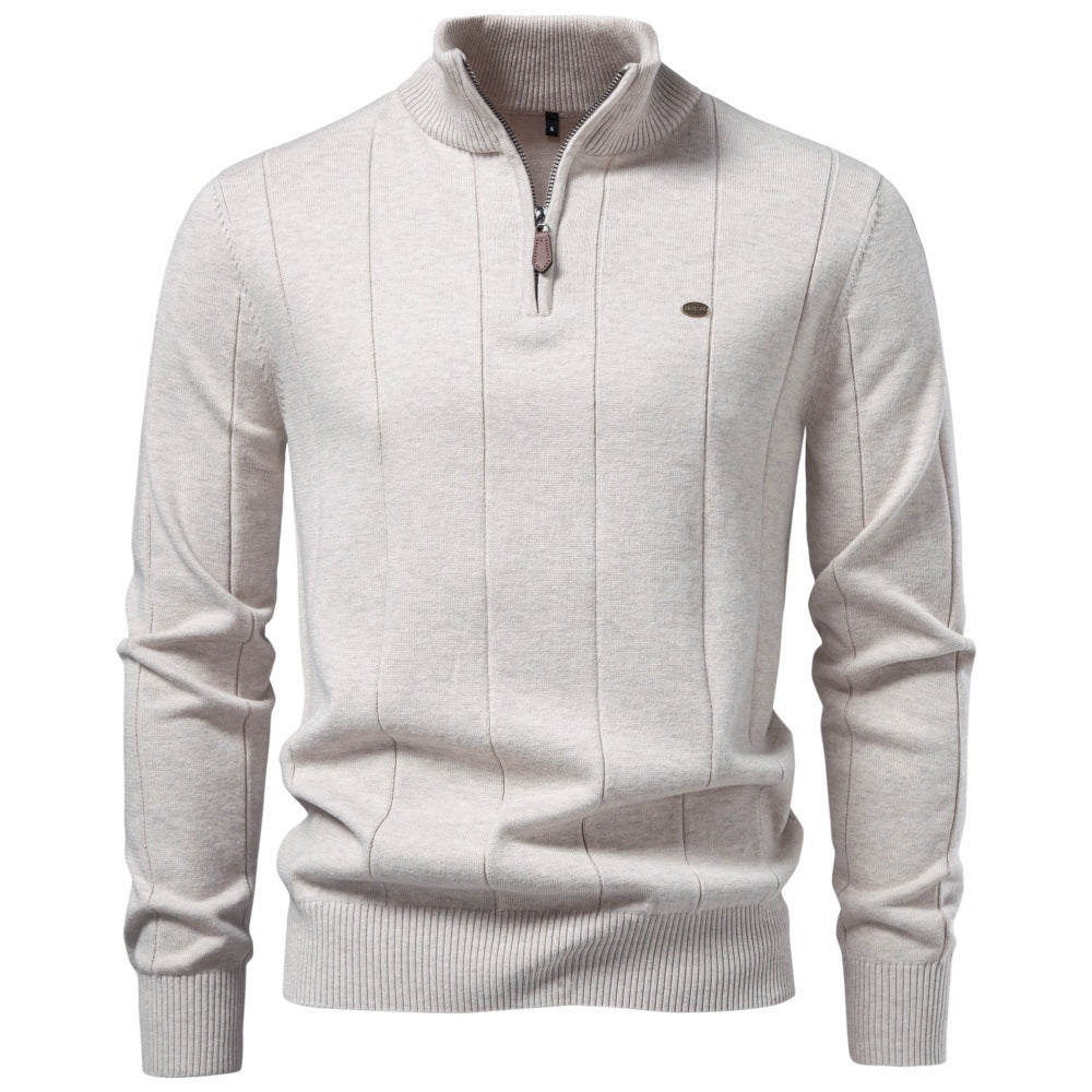 Men's Textured Cotton Quarter Zip Sweater-thumbmail-6