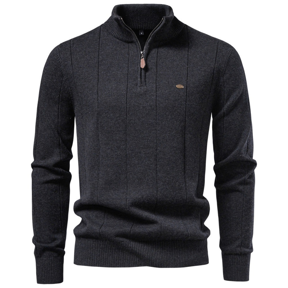 Men's Textured Cotton Quarter Zip Sweater-thumbmail-7