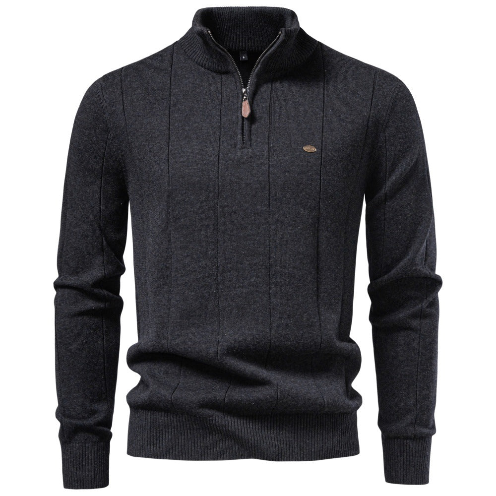Men's Textured Cotton Quarter Zip Sweater-thumbmail-9