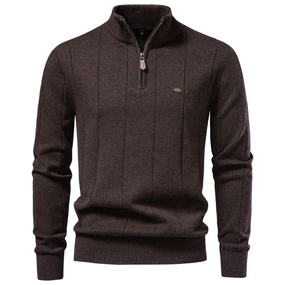 Men's Textured Cotton Quarter Zip Sweater-thumbmail-10