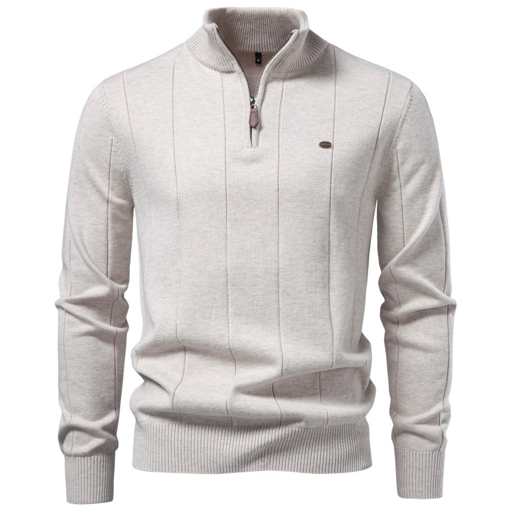 Men's Textured Cotton Quarter Zip Sweater-thumbmail-11