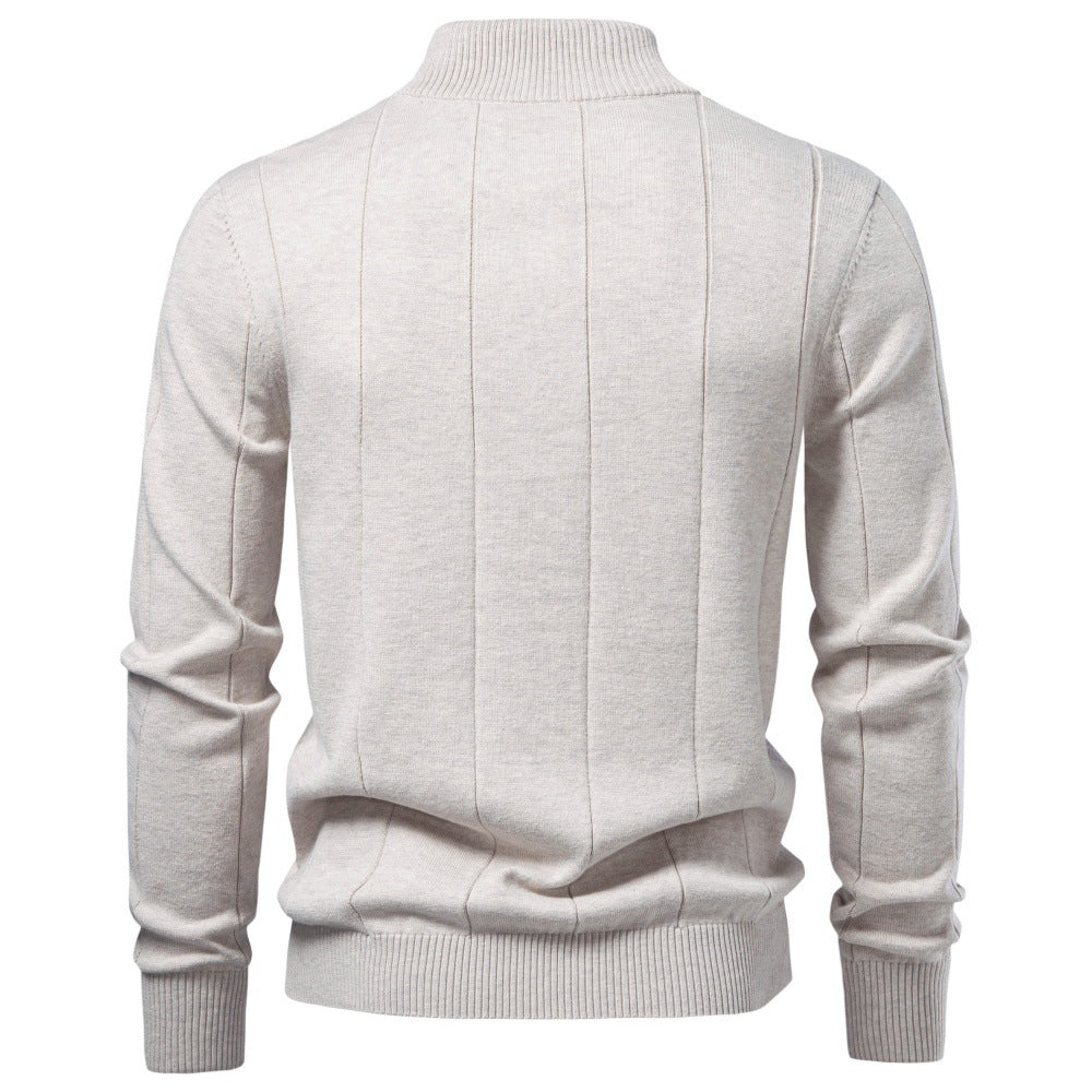 Men's Textured Cotton Quarter Zip Sweater-thumbmail-12