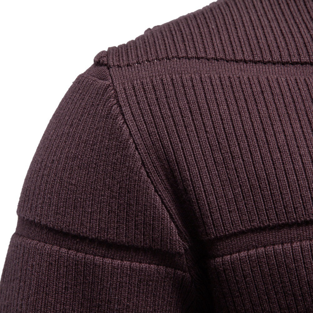 Men’s Ribbed Crew Neck Cotton Sweater-thumbmail-4