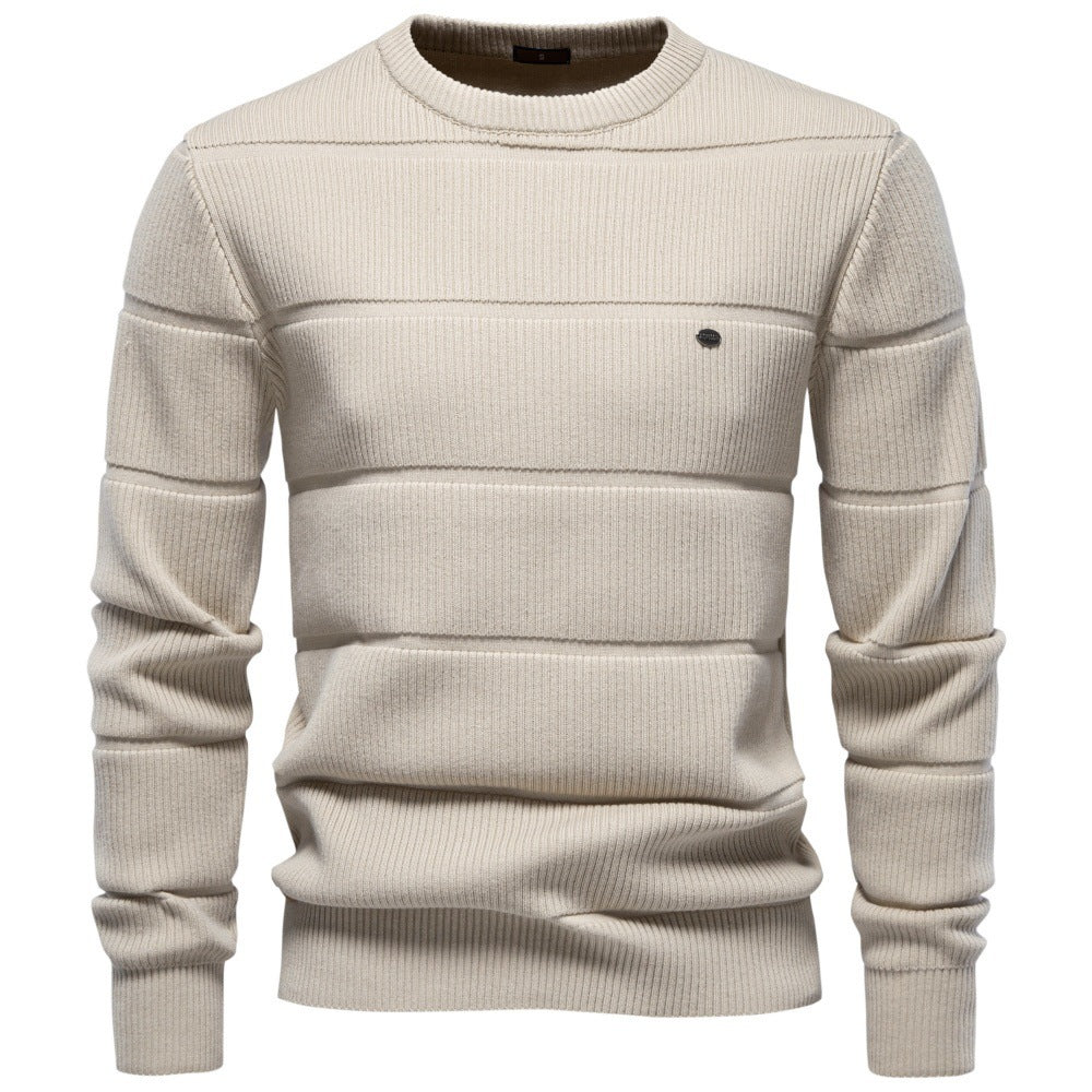 Men’s Ribbed Crew Neck Cotton Sweater-thumbmail-7