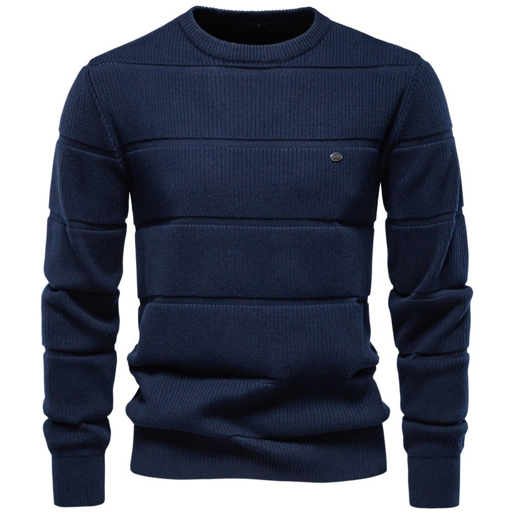 Men’s Ribbed Crew Neck Cotton Sweater-thumbmail-8