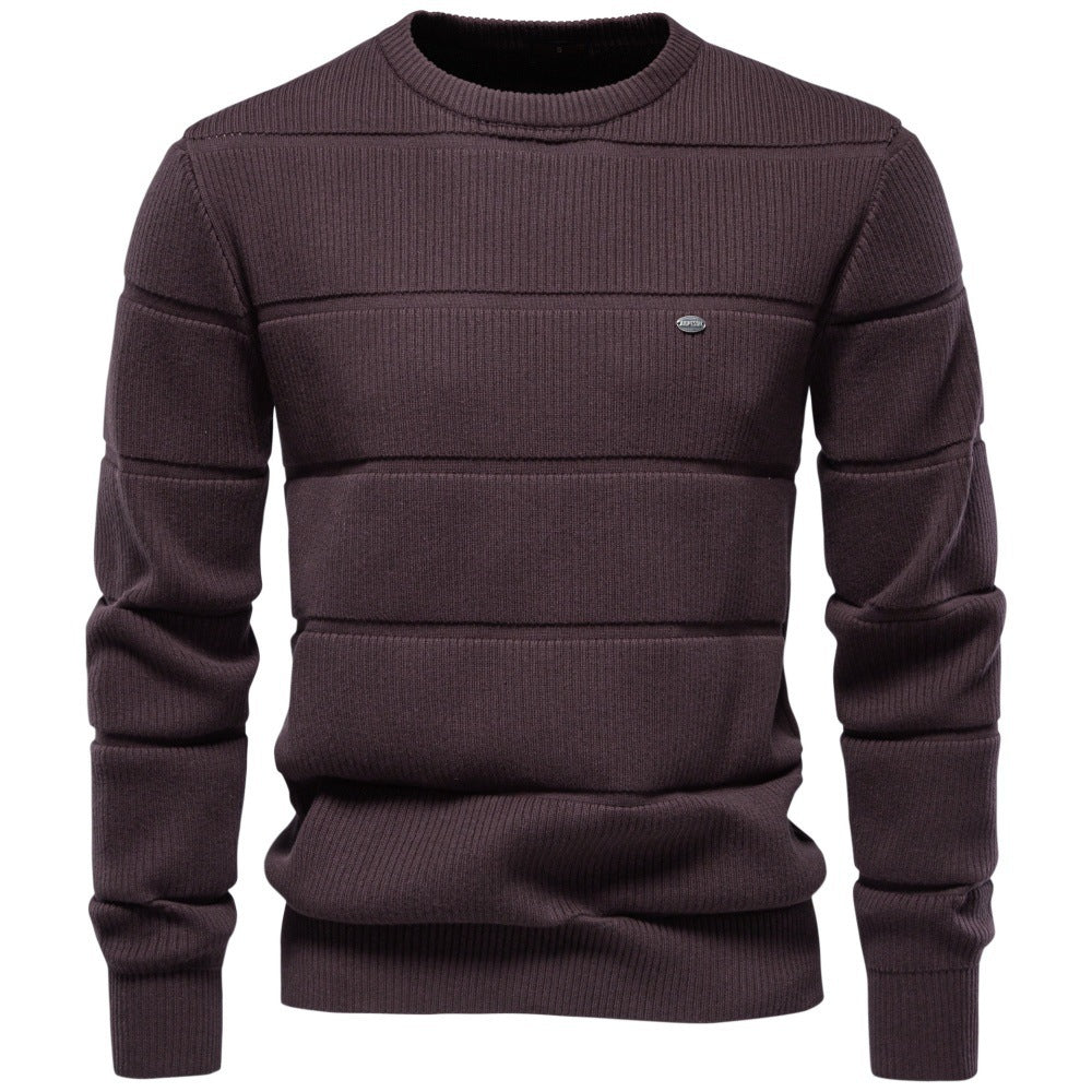 Men’s Ribbed Crew Neck Cotton Sweater-thumbmail-9