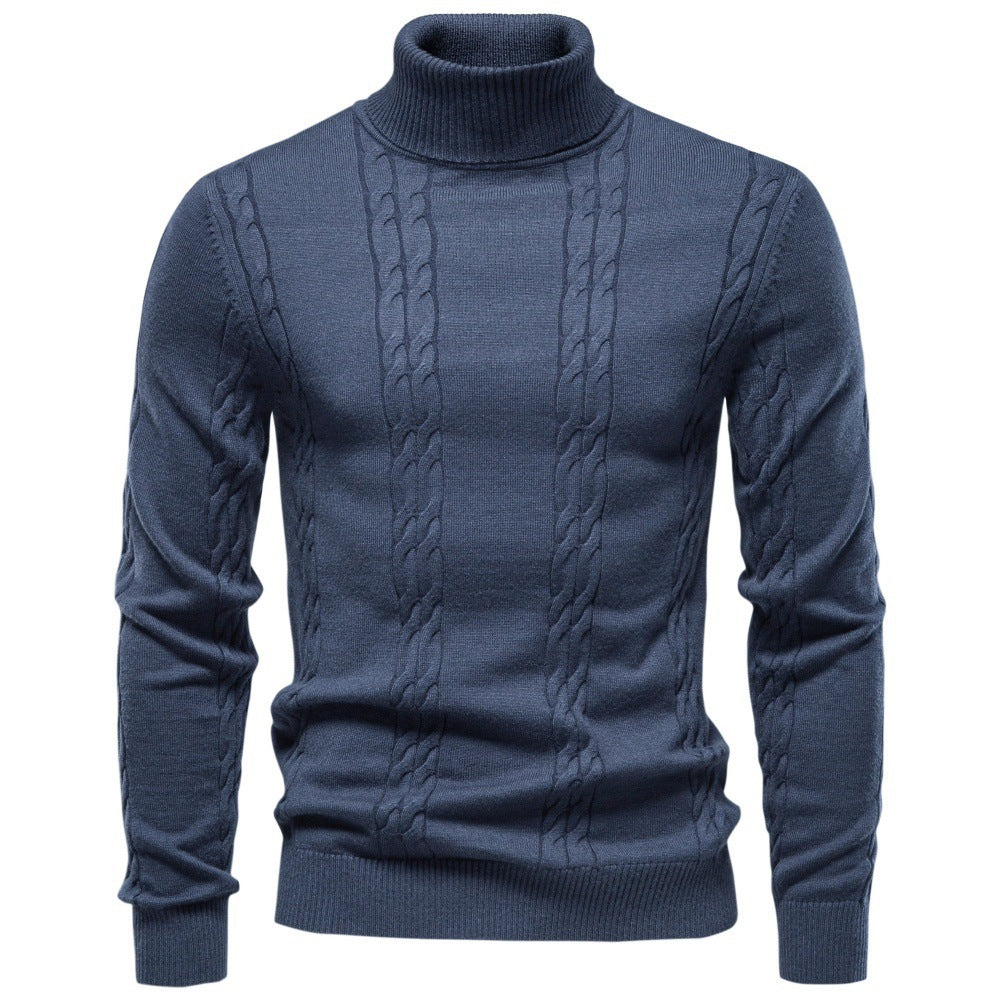 Men’s Cable Knit Turtleneck Sweater-thumbmail-1