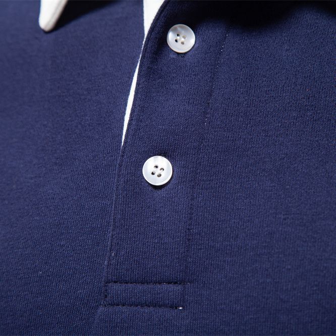 Men’s Contrast Collar Long Sleeve Polo Shirt-thumbmail-4