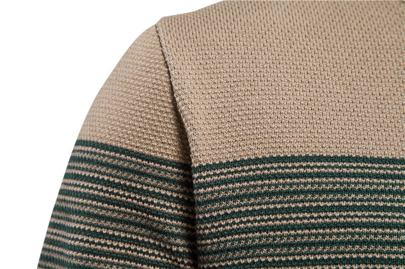 Men’s Striped Crew Neck Cotton Sweater-thumbmail-14