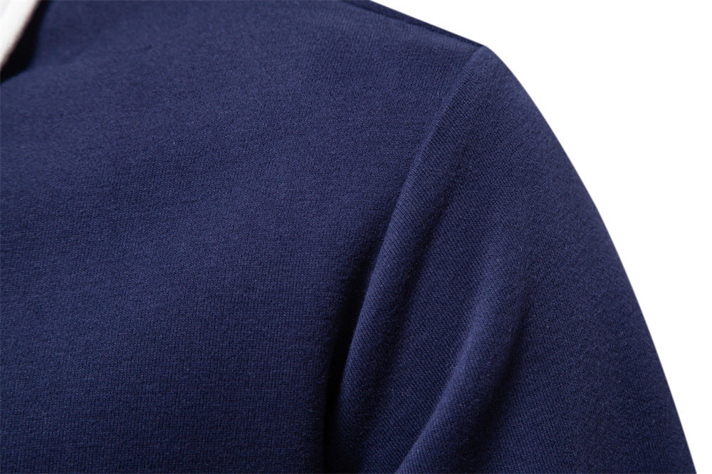 Men’s Contrast Collar Long Sleeve Polo Shirt-thumbmail-25
