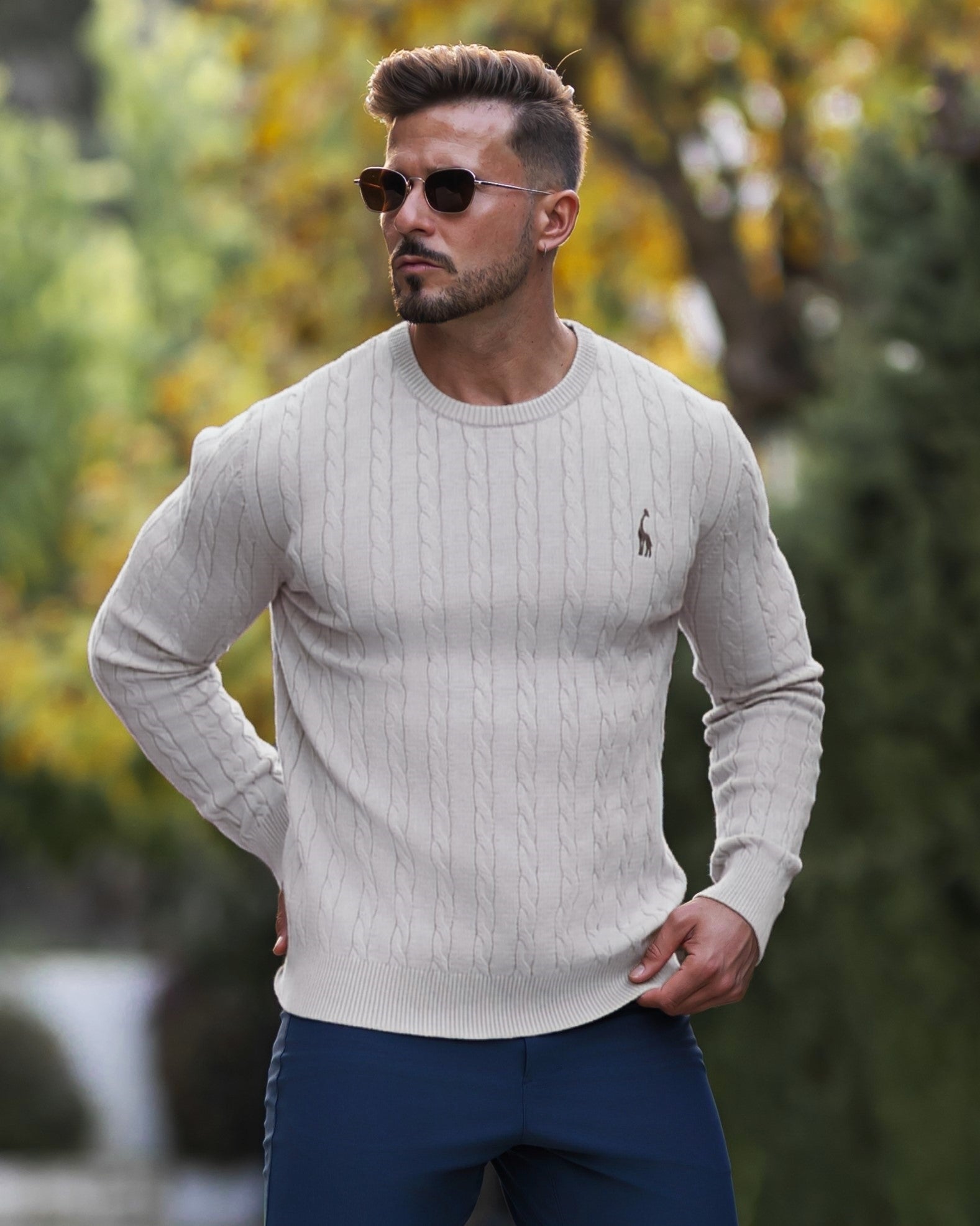 Giraffe Cable Knit Sweater - Ahaselected
