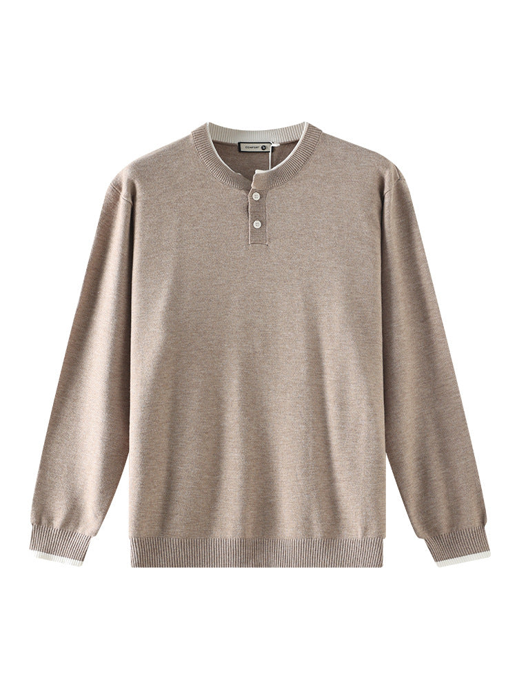 Men’s Henley Neck Long Sleeve Sweater-thumbmail-2