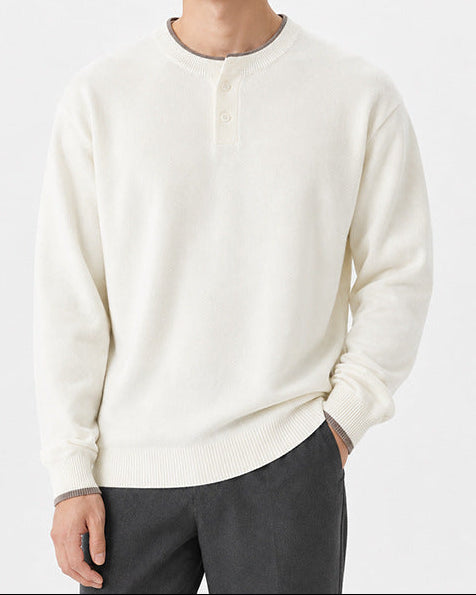 Men’s Henley Neck Long Sleeve Sweater-thumbmail-4