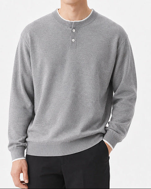 Men’s Henley Neck Long Sleeve Sweater-thumbmail-5