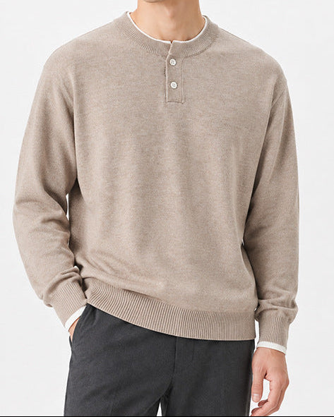 Men’s Henley Neck Long Sleeve Sweater-thumbmail-6