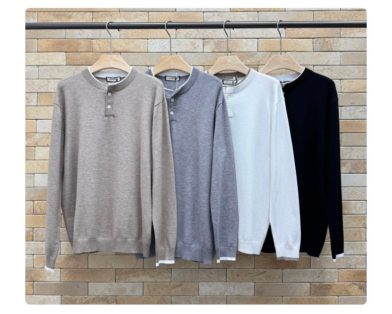 Men’s Henley Neck Long Sleeve Sweater-thumbmail-21