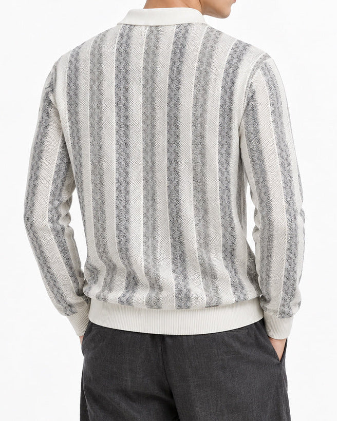 Men’s Textured Knit Long Sleeve Polo Sweater-thumbmail-10