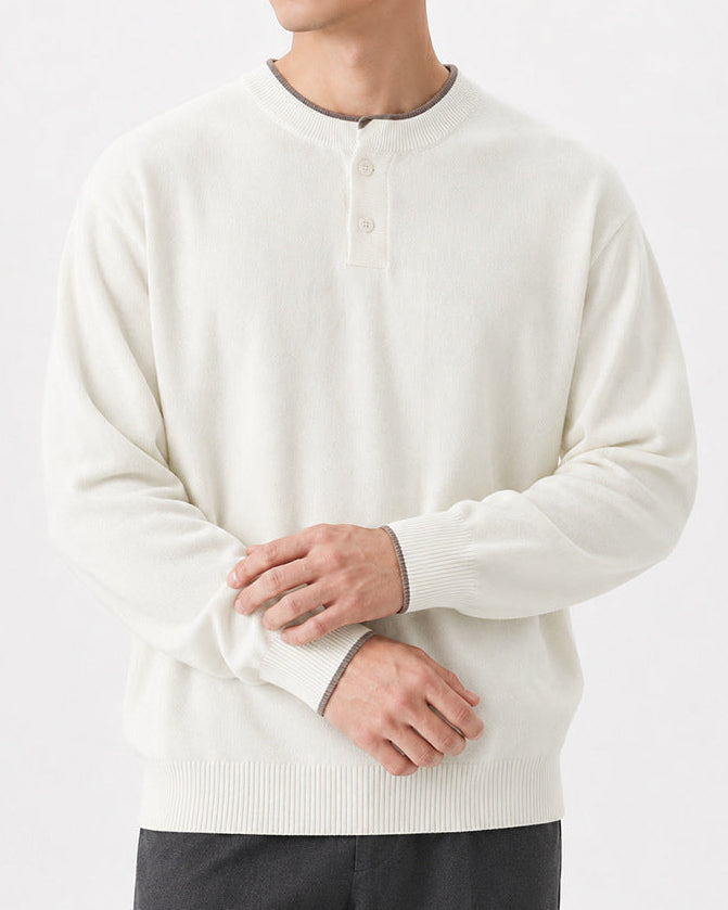 Men’s Henley Neck Long Sleeve Sweater-thumbmail-7