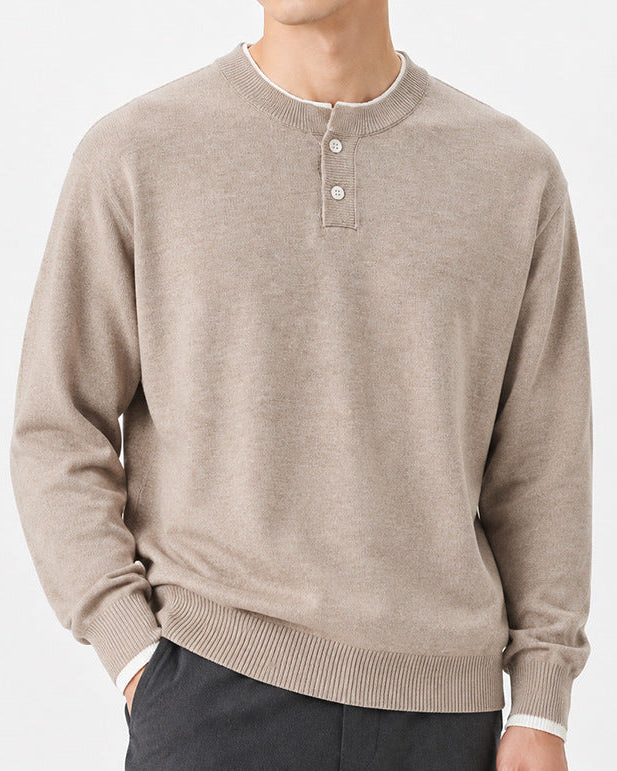 Men’s Henley Neck Long Sleeve Sweater-thumbmail-9