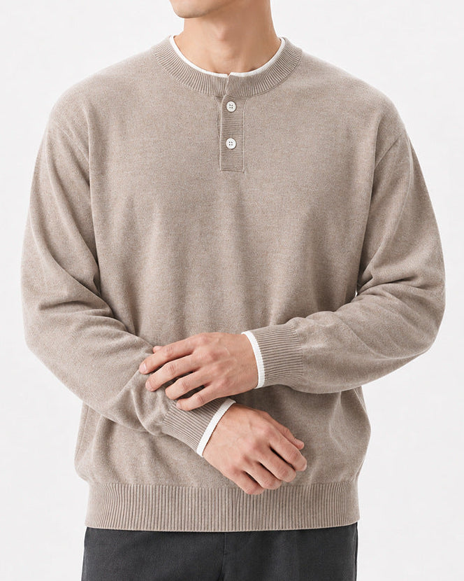 Men’s Henley Neck Long Sleeve Sweater-thumbmail-10