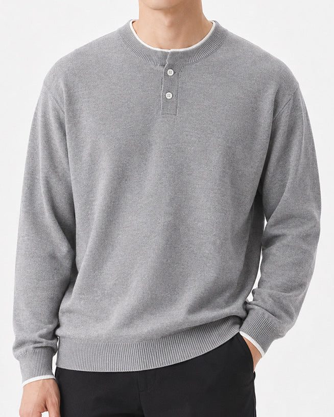 Men’s Henley Neck Long Sleeve Sweater-thumbmail-12