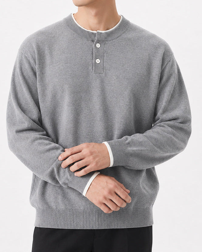 Men’s Henley Neck Long Sleeve Sweater-thumbmail-13
