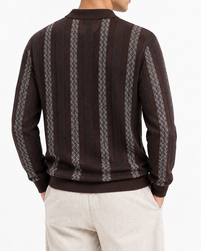 Men’s Textured Knit Long Sleeve Polo Sweater-thumbmail-19
