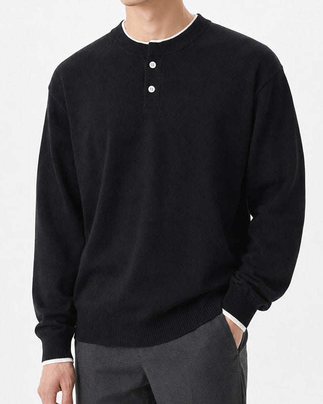 Men’s Henley Neck Long Sleeve Sweater-thumbmail-15
