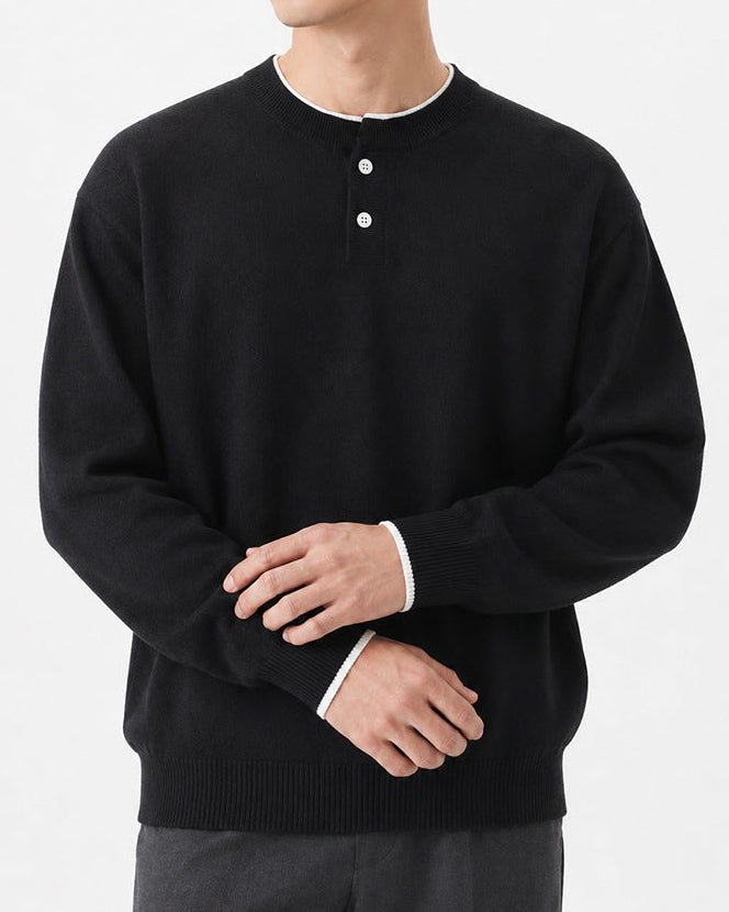 Men’s Henley Neck Long Sleeve Sweater-thumbmail-16