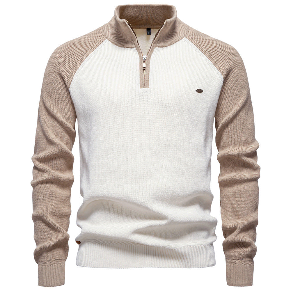 Men’s Raglan Quarter-Zip Cotton Sweater