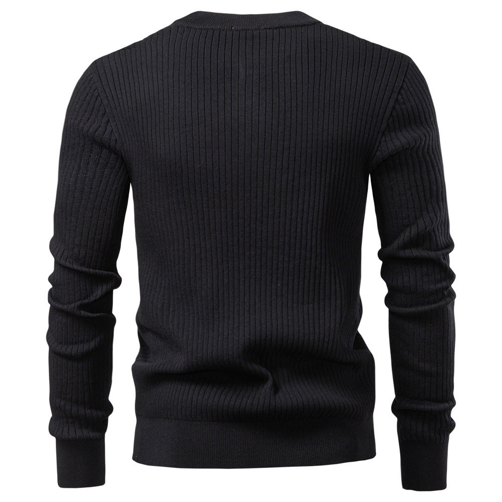 Men’s Ribbed Knit Henley Sweater-thumbmail-4