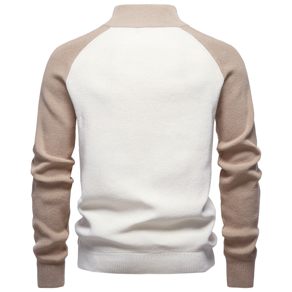 Men’s Raglan Quarter-Zip Cotton Sweater-thumbmail-3