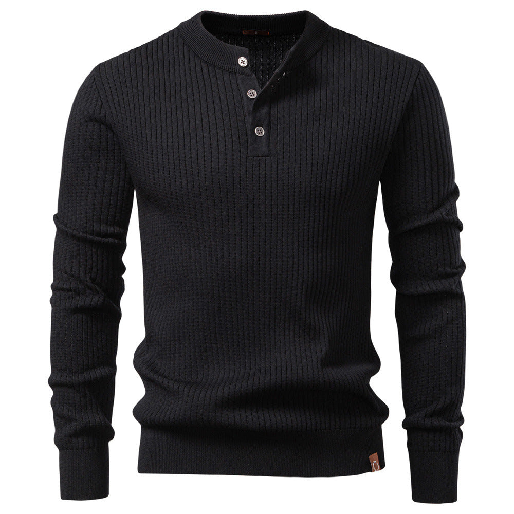 Men’s Ribbed Knit Henley Sweater-thumbmail-7