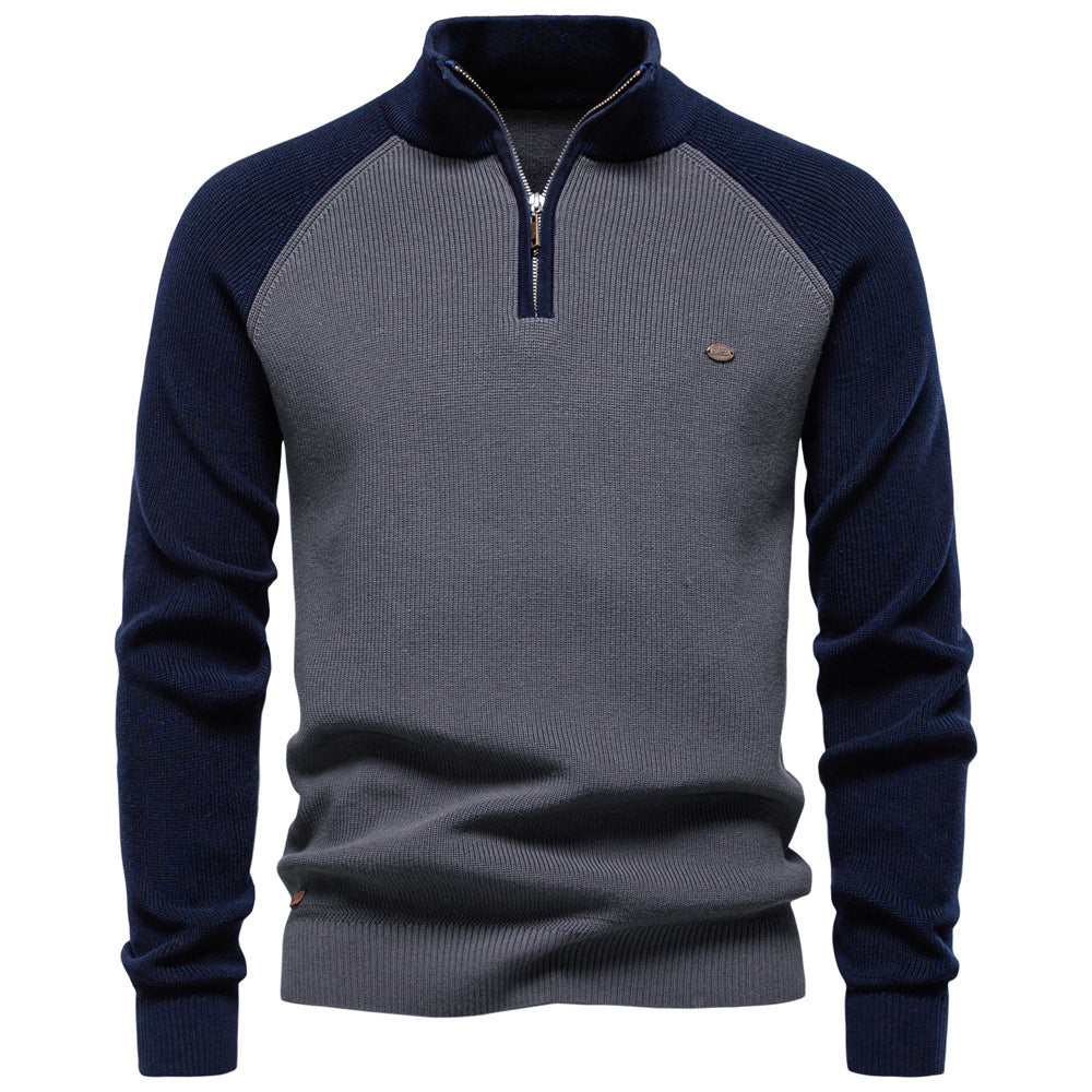 Men’s Raglan Quarter-Zip Cotton Sweater-thumbmail-11