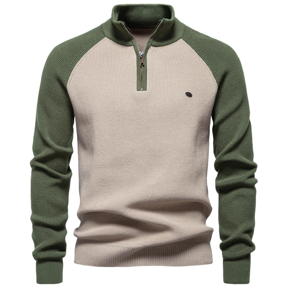 Men’s Raglan Quarter-Zip Cotton Sweater-thumbmail-17