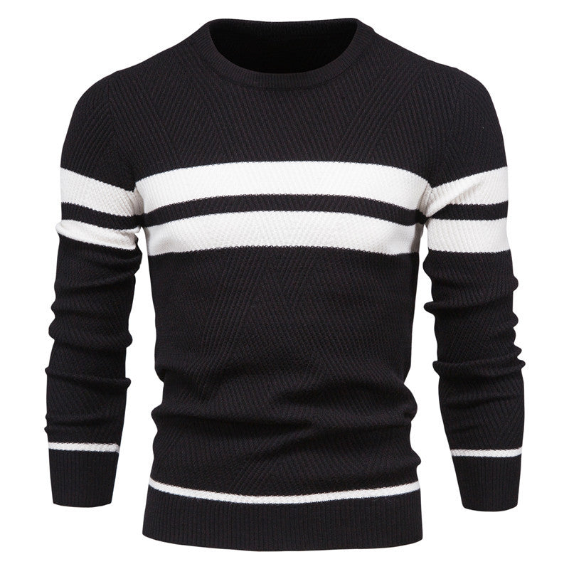 Men's Stripe Crewneck Sweater Pullover - Ahaselected
