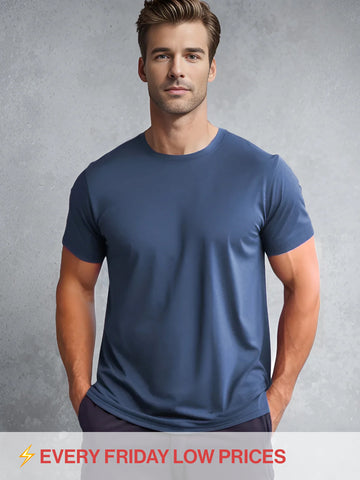 Chroma Tees Camisetas básicas de algodón con cuello redondo 