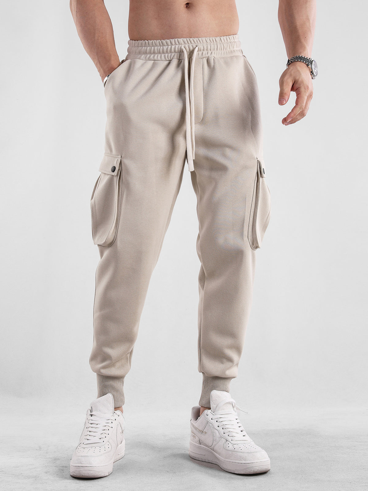 Comfy High Rib Cargo Sweatpant Jogger All Season Essential - Ahaselected