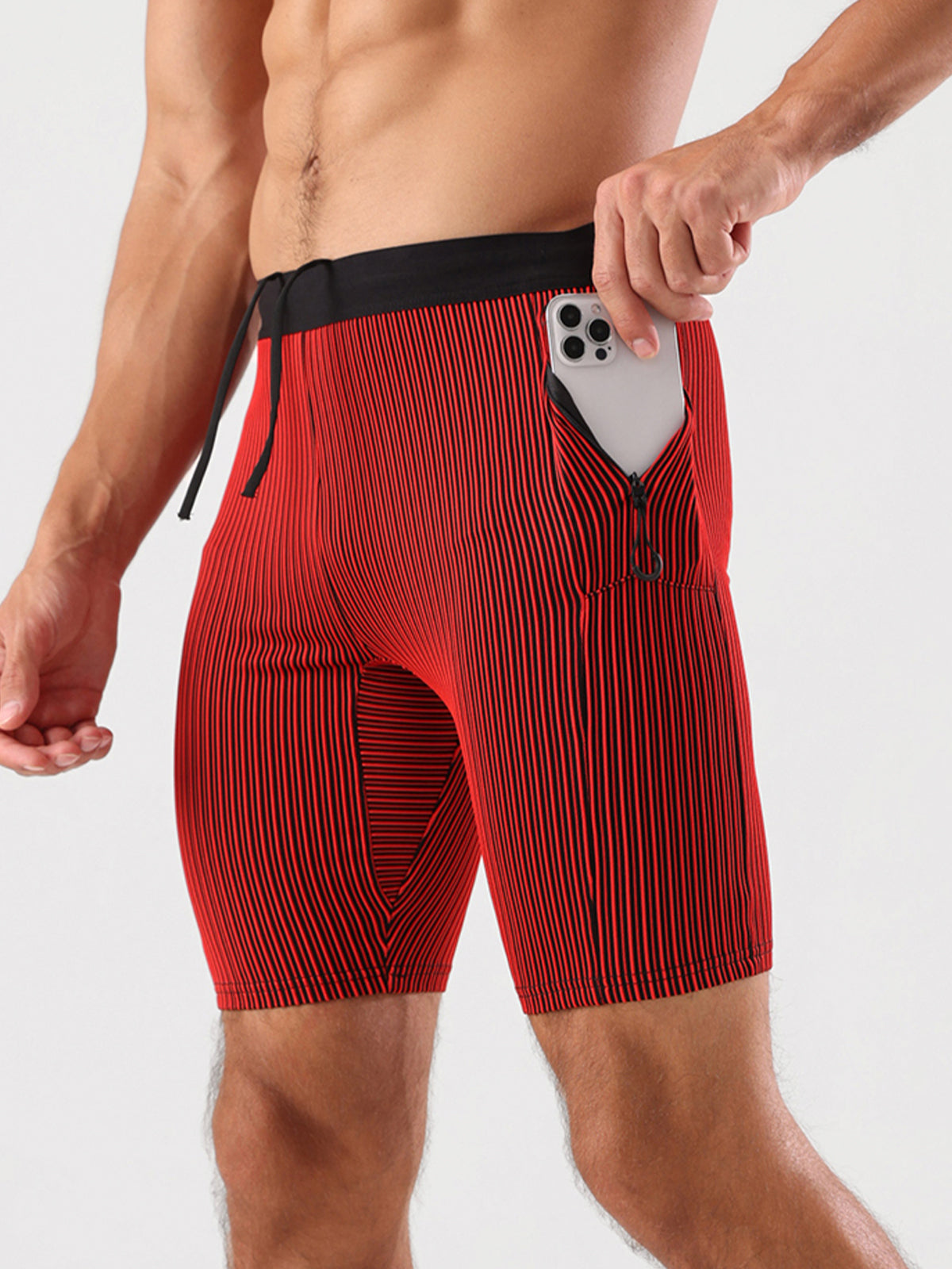8" Pro Compression Lined Running Shorts with Zip Pockets - Ahaselected