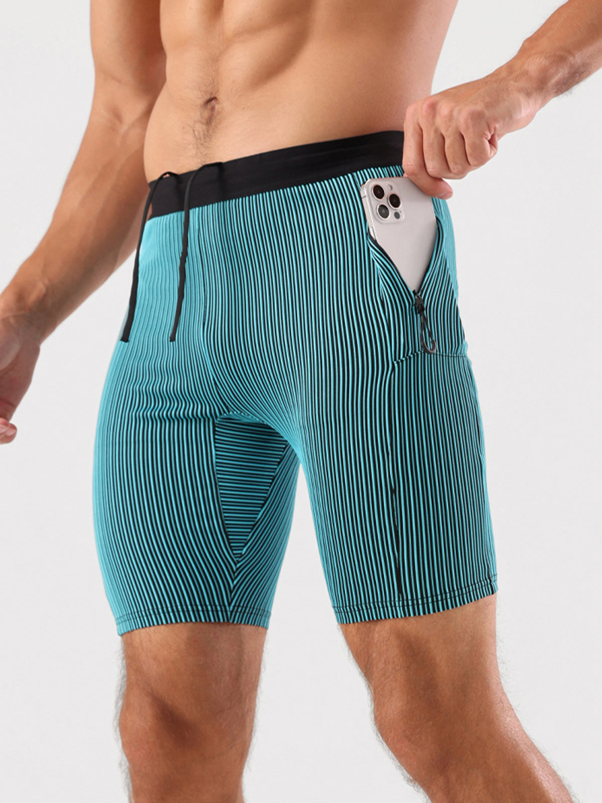 8" Pro Compression Lined Running Shorts with Zip Pockets - Ahaselected