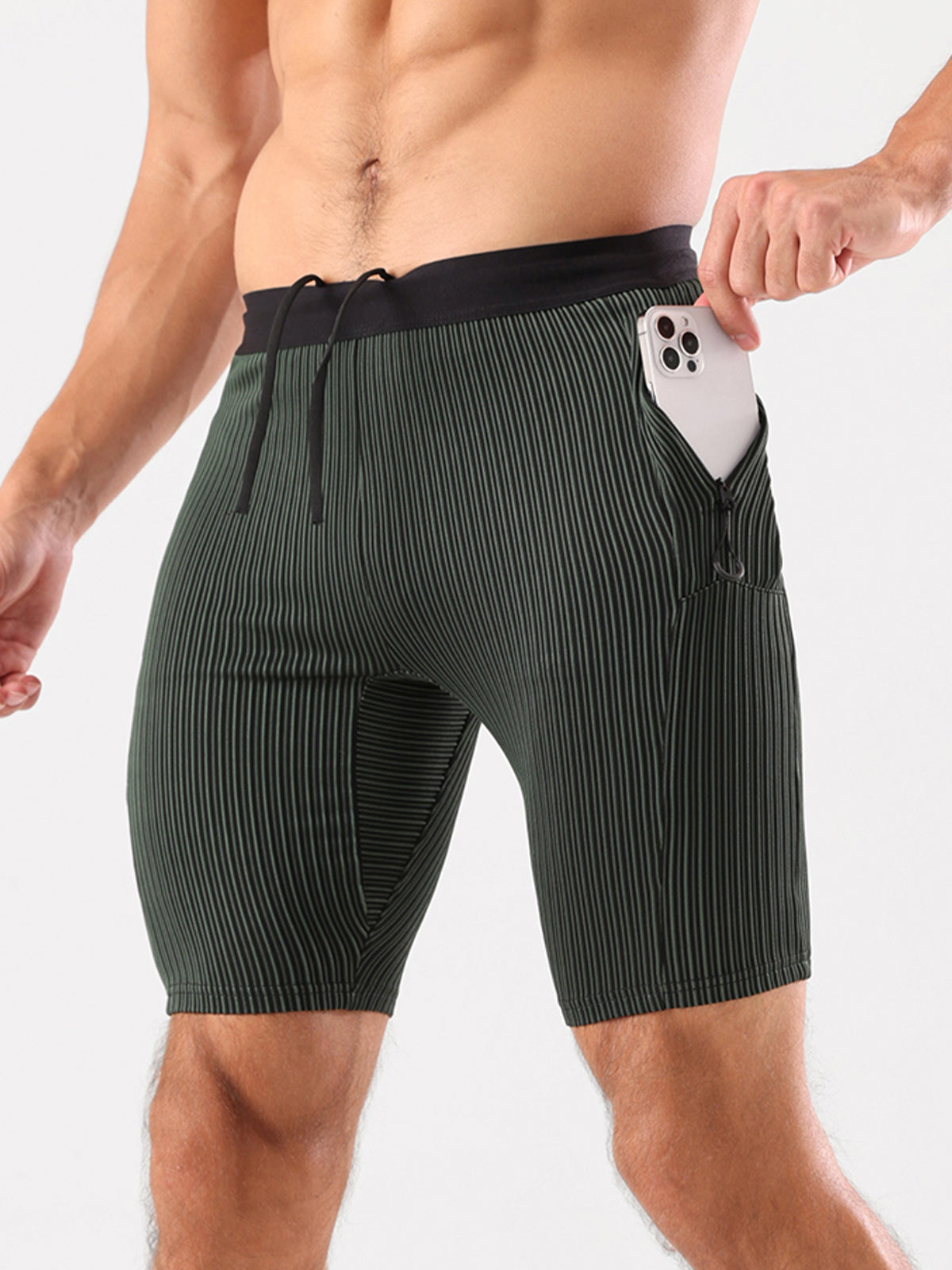 8" Pro Compression Lined Running Shorts with Zip Pockets - Ahaselected