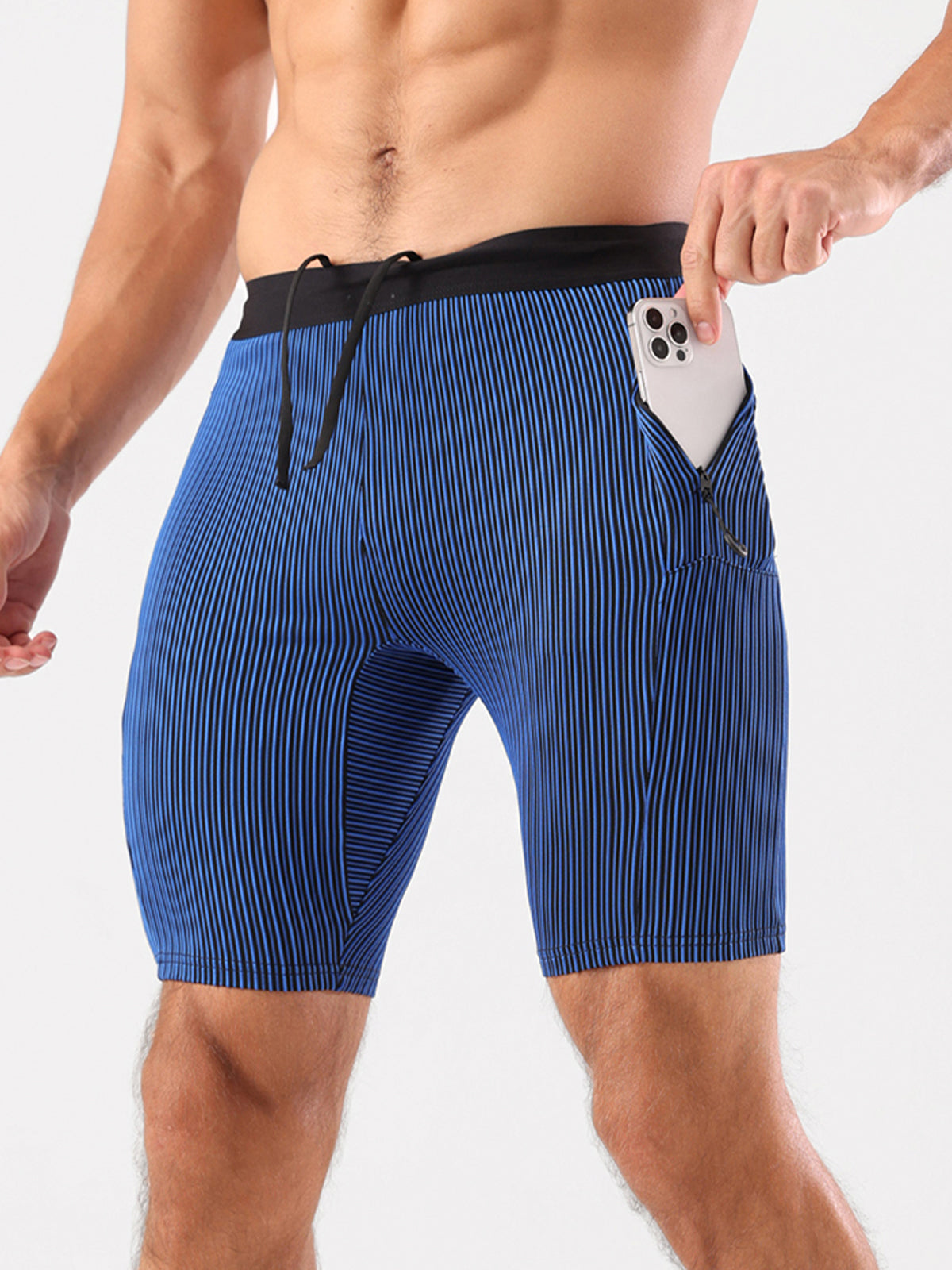 8" Pro Compression Lined Running Shorts with Zip Pockets - Ahaselected