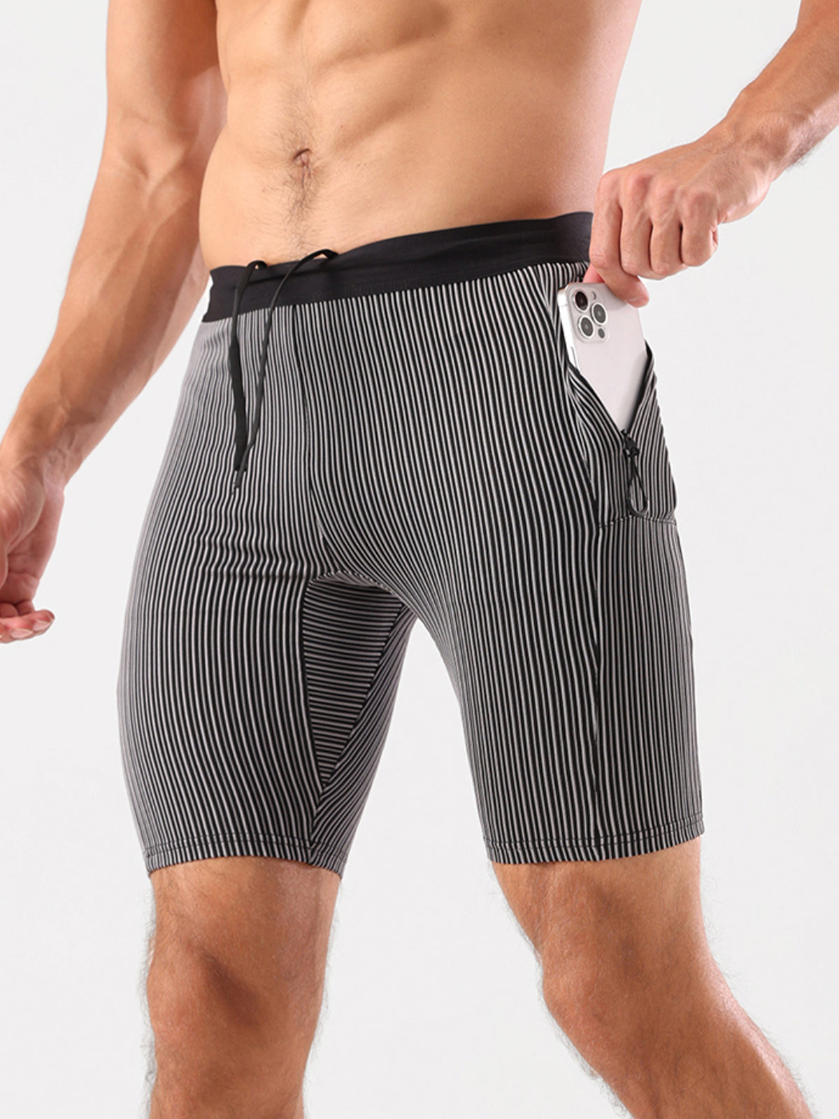 8" Pro Compression Lined Running Shorts with Zip Pockets - Ahaselected