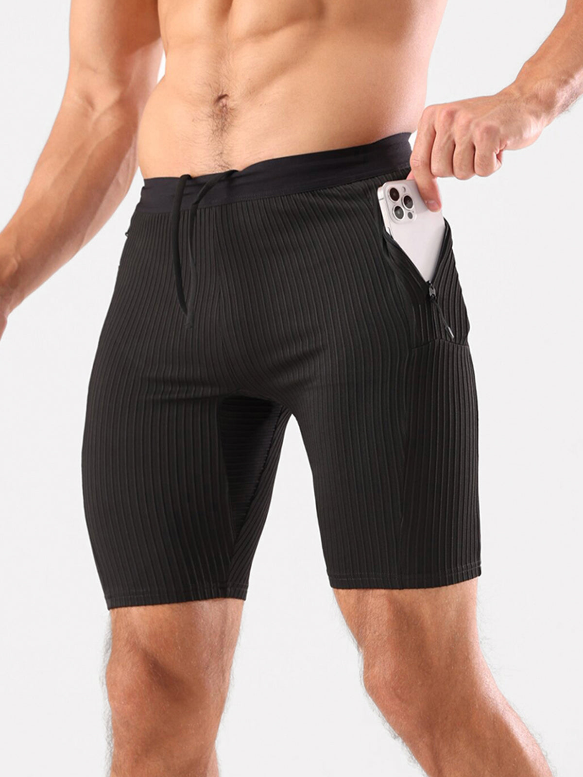8" Pro Compression Lined Running Shorts with Zip Pockets - Ahaselected