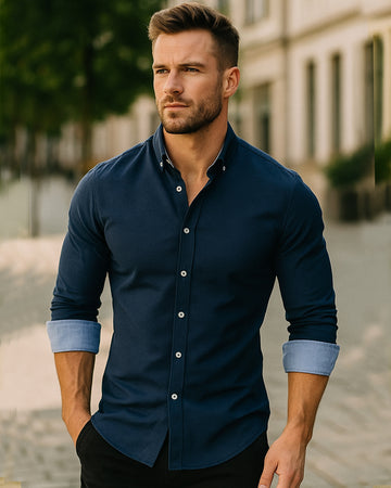 Chemise décontractée à manches longues avec boutons