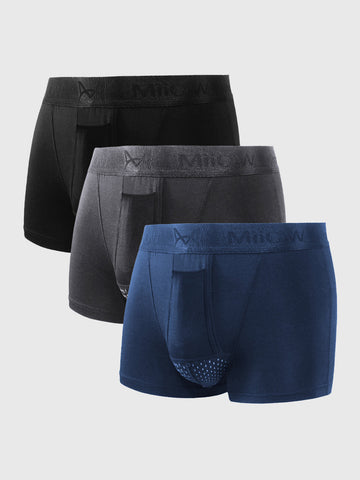 3 Packs M's Dual Pouch Trunks Separate Fly Boxer Briefs